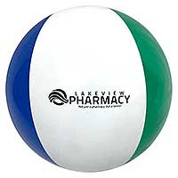 16'' Imprinted Pharma Blue Green & White Beach Ball